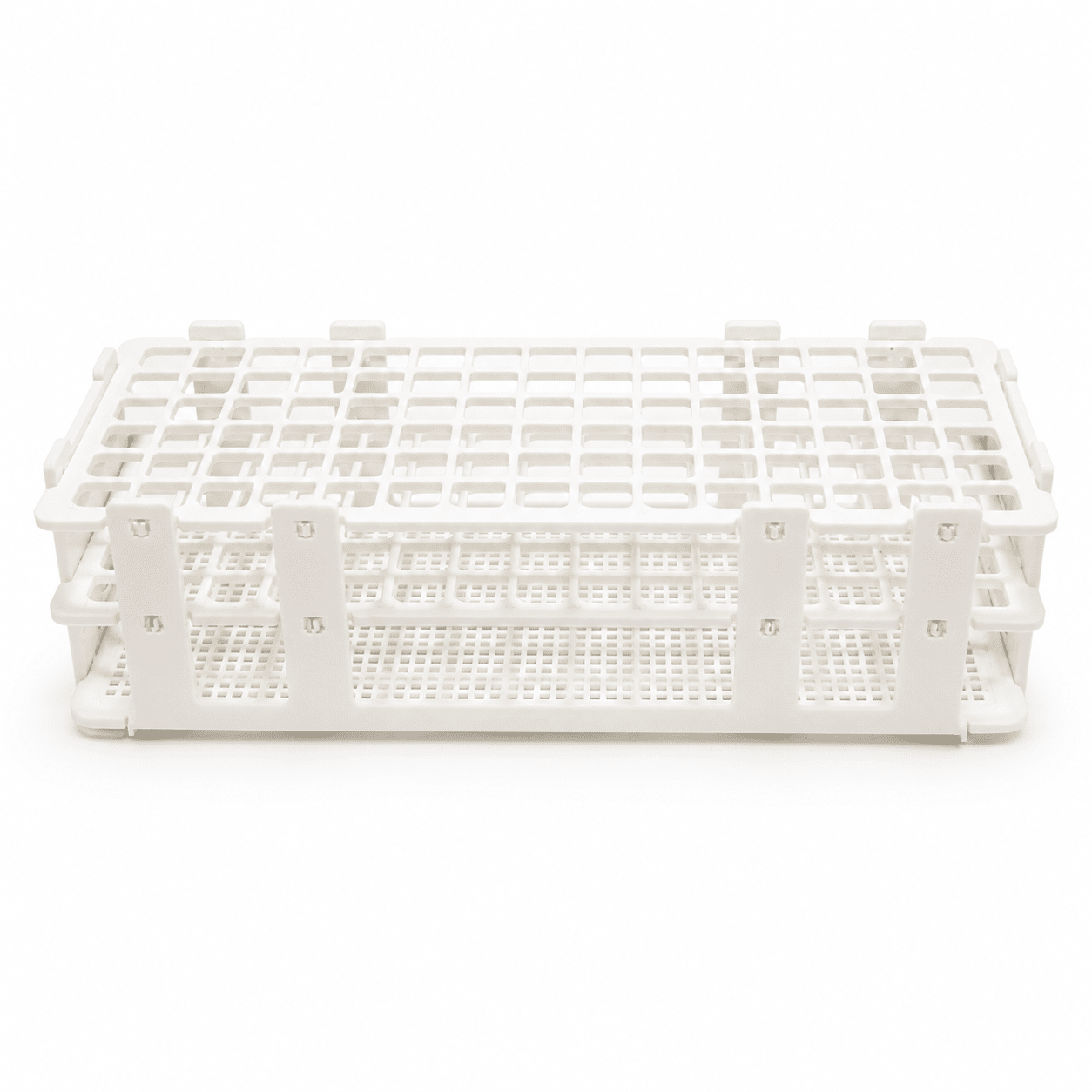 GRADILLA EN PLÁSTICO BLANCA PARA 90 TUBOS DE 13 mm