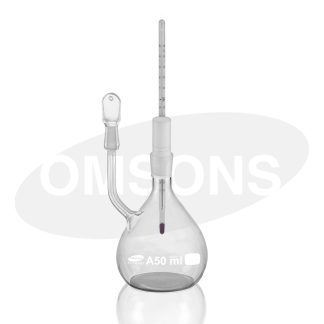 PICNÓMETRO, CON TERMÓMETRO, CALIBRADO. CON CERTIFICADO POR LOTE.