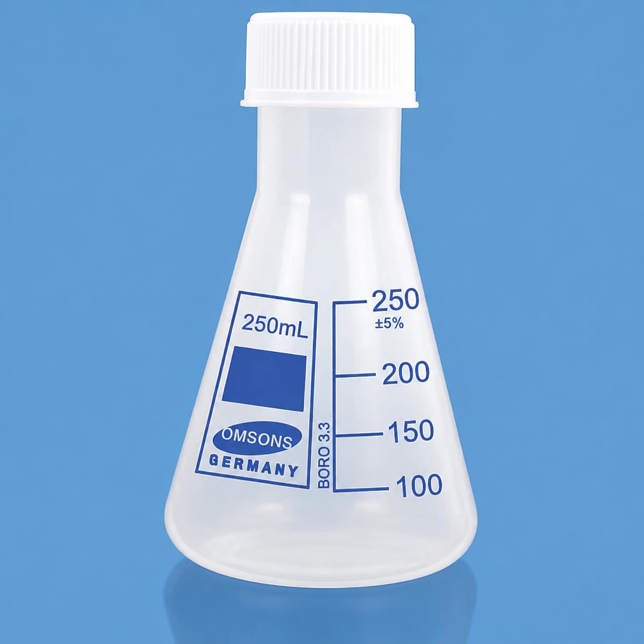 ERLENMEYER EN PLÁSTICO CUELLO ANGOSTO CON TAPA ROSCA